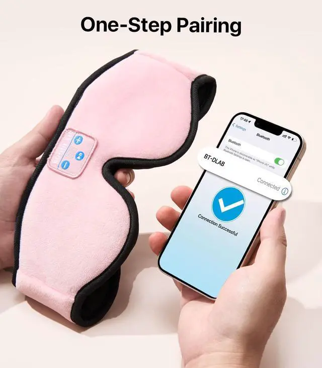 Alt view image 6 of 7 - Sleep Headphones 3D Sleep Mask with Bluetooth 5.4 Headphones, Wireless Music Sleeping Eye Mask with Ultra-Thin HD Stereo Speakers for Side Sleepers, Adjustable Blackout & Noise Cancelling for Men