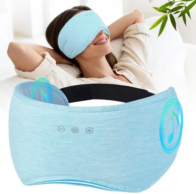 Main image of Sleep Headphones with Bluetooth 5.4 Sleep Mask, Bamboo Cotton Music Wireless Bluetooth Eye Mask for Sleeping, Earphones HD Speaker Microphone for Travel, Gifts for Men Women(Blue)