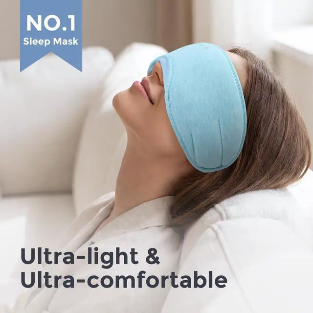 Alt view image 3 of 7 - Sleep Headphones with Bluetooth 5.4 Sleep Mask, Bamboo Cotton Music Wireless Bluetooth Eye Mask for Sleeping, Earphones HD Speaker Microphone for Travel, Gifts for Men Women(Blue)