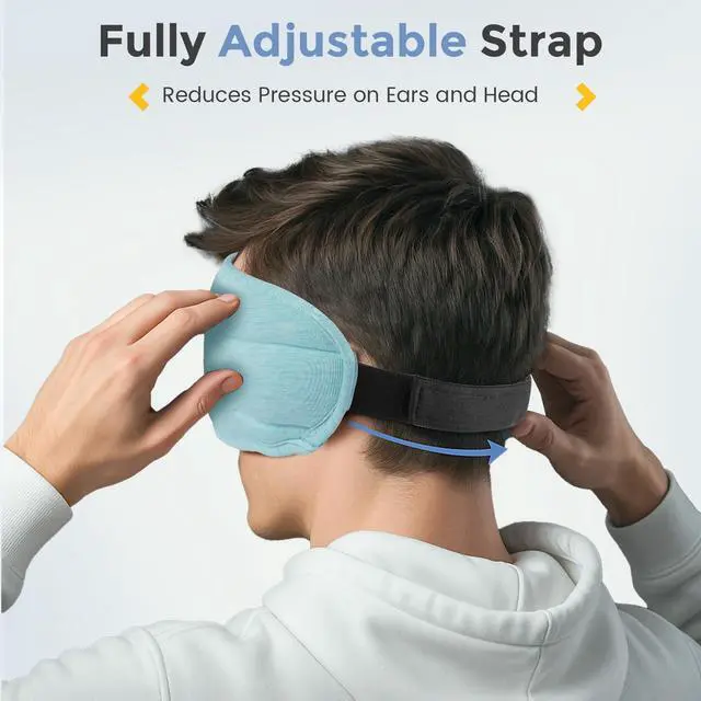 Alt view image 6 of 7 - Sleep Headphones with Bluetooth 5.4 Sleep Mask, Bamboo Cotton Music Wireless Bluetooth Eye Mask for Sleeping, Earphones HD Speaker Microphone for Travel, Gifts for Men Women(Blue)