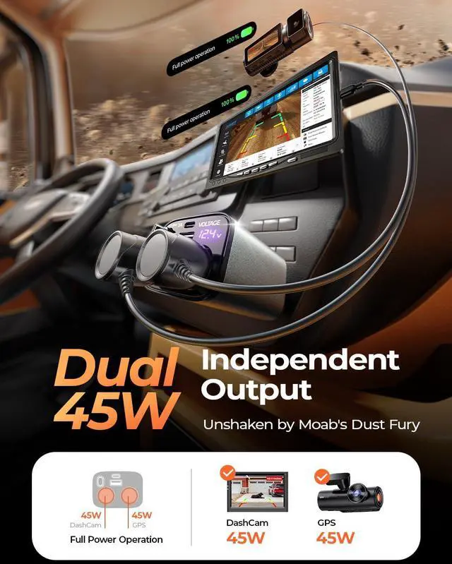 Alt view image 6 of 7 - Car Cigarette Lighter Splitter, Metal 90W Dual Cigarette Lighter Adapter Metal with PD30W Retractable Car Charger, LED Voltage12V/24V Car Charger Splitter for iPhone 16, GPS, DashCam