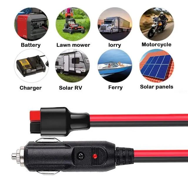 Alt view image 5 of 5 - Car Cigarette Lighter Plug Cable, 45A to 15A Extension Cable, Heavy Duty 12AWG Compatible with Anderson Power Pole Port - 3.3ft/1m