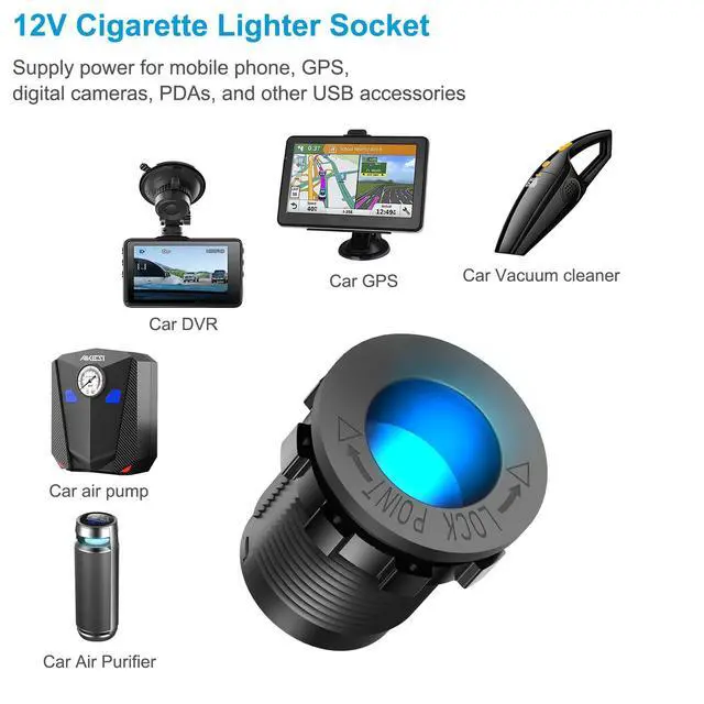 Alt view image 3 of 7 - Tent Type Panel 12V USB Outlet Lighted Cigarette Lighter Socket, PD3.0 & QC3.0 Car USB Port Aluminum Charger with LED Voltmeter & Switch, Waterproof Power Panel Adapter DIY Kit for Car Boat Marine RV