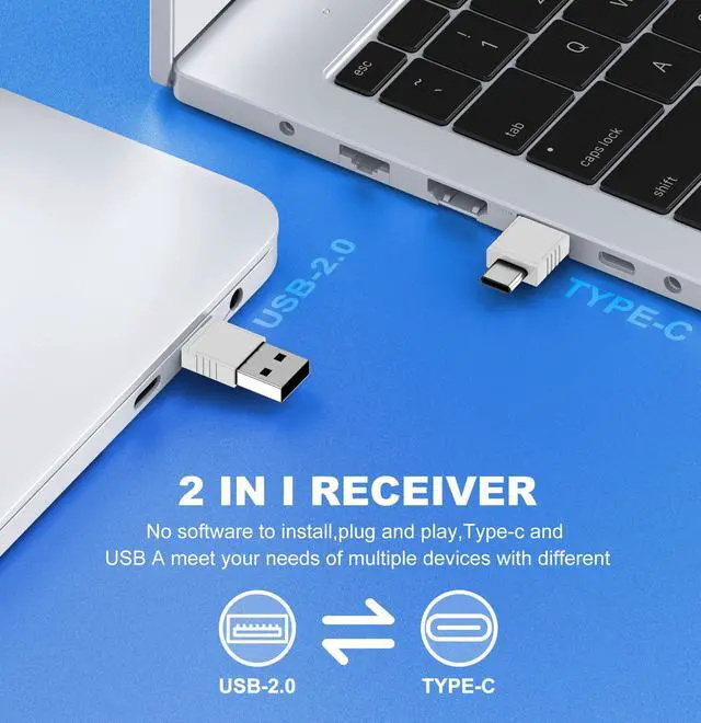 Alt view image 2 of 5 - Wireless Presentation Remote with Air Mouse White, RF 2.4GZ Rechargeable USB C Slide Clicker for Powerpoint Presentations for Laptop/Computer/MAC