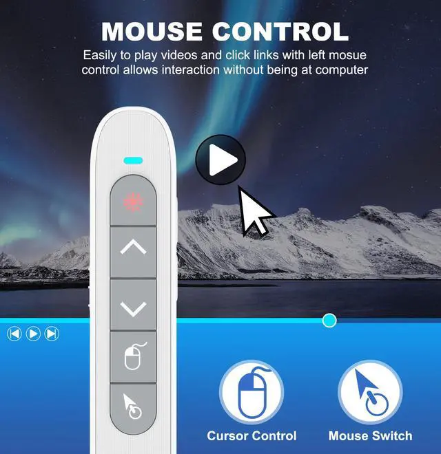 Alt view image 4 of 5 - Wireless Presentation Remote with Air Mouse White, RF 2.4GZ Rechargeable USB C Slide Clicker for Powerpoint Presentations for Laptop/Computer/MAC