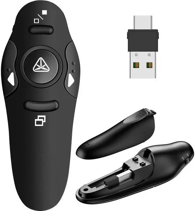 Main image of Presentation Remote Clicker, USB A & USB C Wireless Presenter for PowerPoint Presentation Remote, RF 2.4GHz Slide Advancer for Mac, Keynote, Computer, Laptop
