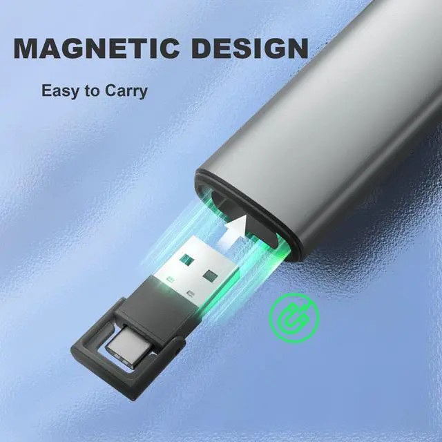 Alt view image 5 of 7 - Rechargeable Green Laser Pointer Presentation Clicker for Laptop PowerPoint, USB-A USB-C Wireless Presenter Remote Power Point Clicker for Computer/Mac/PPT/Slideshow/Google Slide Advancer