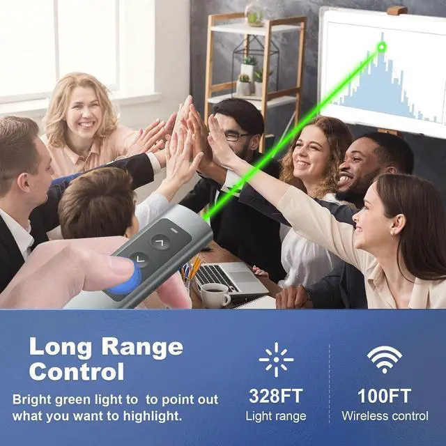 Alt view image 2 of 7 - Rechargeable Green Laser Pointer Presentation Clicker for Laptop PowerPoint, USB-A USB-C Wireless Presenter Remote Power Point Clicker for Computer/Mac/PPT/Slideshow/Google Slide Advancer