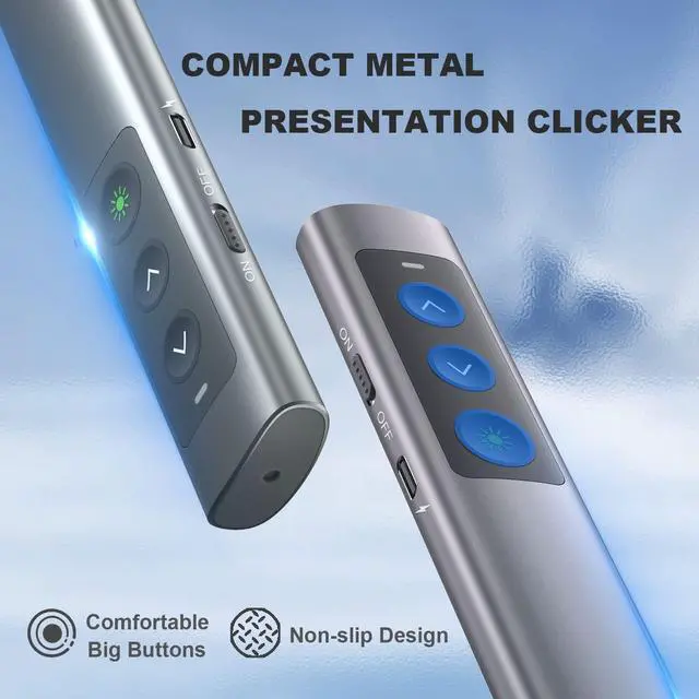 Alt view image 4 of 7 - Rechargeable Green Laser Pointer Presentation Clicker for Laptop PowerPoint, USB-A USB-C Wireless Presenter Remote Power Point Clicker for Computer/Mac/PPT/Slideshow/Google Slide Advancer