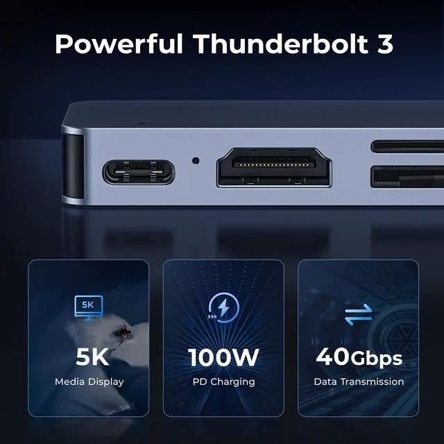 Alt view image 3 of 7 - USB C Adapter HDMI Hub for MacBook Pro/Air M1 M2 2023 2022 2021 13"15"16", RayCue USB C to HDMI Mac Accessories Multiport Dongle with 4K HDMI, Thunderbolt 3, 3 USB A 3.0 Data Ports, SD&TF Card Reader