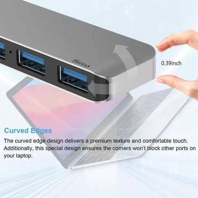 Alt view image 5 of 7 - USB C Hub with HDMI, 4-in-1 Multiport Adapter with 4K Output, 3 USB 3.0 Data Ports, Portable Aluminum USB-C Hub for Laptop, MacBook Pro, Air, HP, Dell,Surface