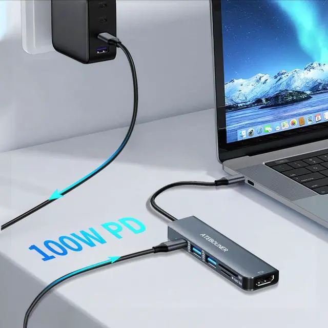 Alt view image 3 of 6 - MacBook USB-C Hub Adapter - Multiport Docking Station With HDMI for MacBook Pro and Thunderbolt Devices
