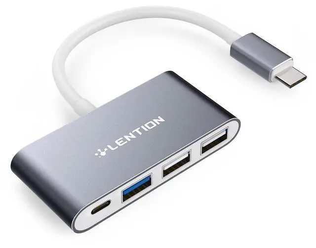 Main image of 4-in-1 USB-C Hub with Type C, USB 3.0, USB 2.0 for 2025-2016 MacBook Pro (M1-M5), iPhone 17-15 New Mac Air/Surface, ChromeBook, More, Multiport Charging & Connecting Adapter (C13, Space Gray)