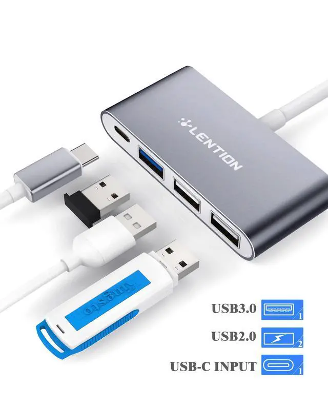 Alt view image 2 of 6 - 4-in-1 USB-C Hub with Type C, USB 3.0, USB 2.0 for 2025-2016 MacBook Pro (M1-M5), iPhone 17-15 New Mac Air/Surface, ChromeBook, More, Multiport Charging & Connecting Adapter (C13, Space Gray)