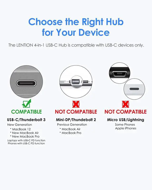 Alt view image 4 of 6 - 4-in-1 USB-C Hub with Type C, USB 3.0, USB 2.0 for 2025-2016 MacBook Pro (M1-M5), iPhone 17-15 New Mac Air/Surface, ChromeBook, More, Multiport Charging & Connecting Adapter (C13, Space Gray)