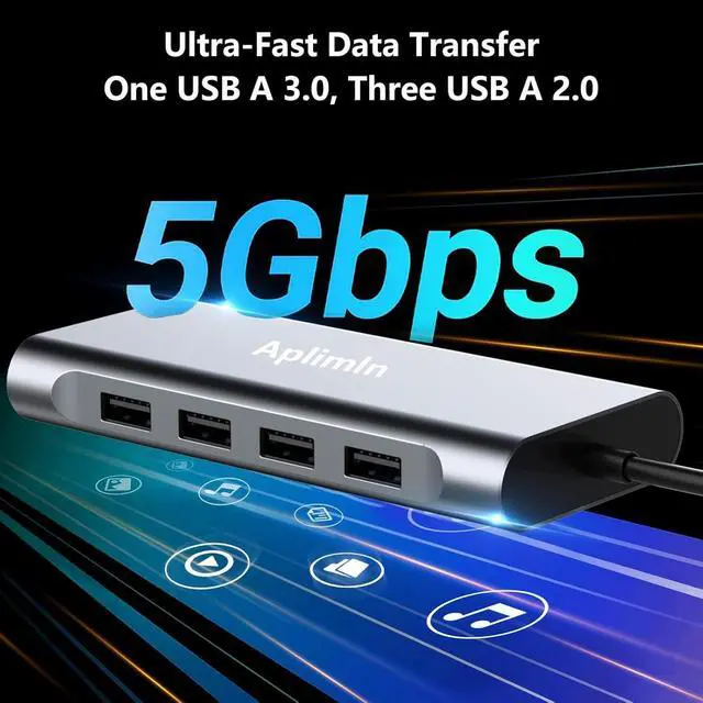 Alt view image 4 of 7 - USB C HUB, USB C Adapter 11 in 1 Dongle with 4K HDMI, VGA, PD 100W, 1 X USB 3.0, 3 X USB 2.0 Ethernet, SD/TF Card Reader, 3.5mm Headphone Jack for iPhone 16/15 MacBook Pro/Air, Other Type C Laptops