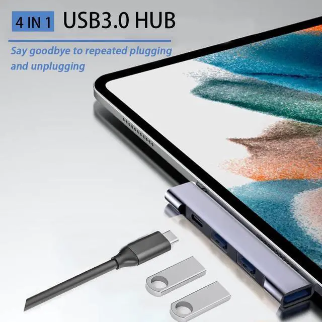 Alt view image 3 of 7 - USB C Hub for Laptop, Portable USB C Splitter Multiport Adapter with Type-C Charging Port and USB 3.0 Port for MacBook Pro/Air, Surface Pro, Keyboard, Flash Drive