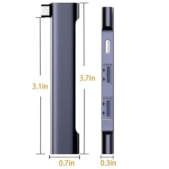 Alt view image 6 of 7 - USB C Hub for Laptop, Portable USB C Splitter Multiport Adapter with Type-C Charging Port and USB 3.0 Port for MacBook Pro/Air, Surface Pro, Keyboard, Flash Drive
