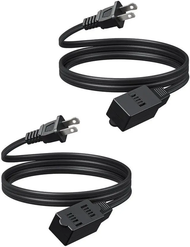 Main image of 6FT Extension Cord, 2 Prong Extension Cord 3 Outlet with Dustproof Sliding Covers, SPT-2 AWG16/2 Power Cable for Indoor Use, 13A/125V/1625W, Black, ETL Listed, 2 Pack