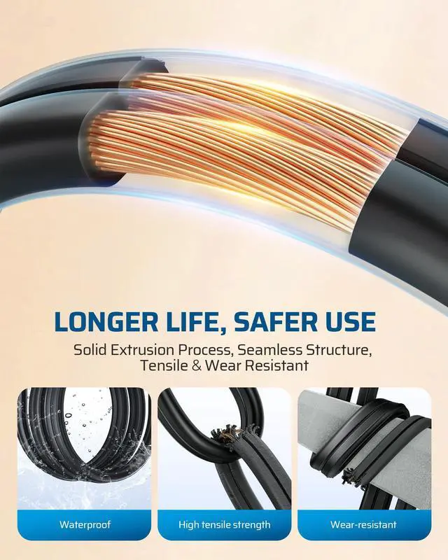 Alt view image 5 of 7 - 6FT Extension Cord, 2 Prong Extension Cord 3 Outlet with Dustproof Sliding Covers, SPT-2 AWG16/2 Power Cable for Indoor Use, 13A/125V/1625W, Black, ETL Listed, 2 Pack