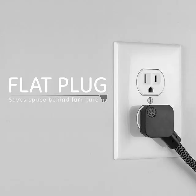 Alt view image 4 of 7 - 3-Outlet Power Strip Mini Extension Cord with Multiple Outlets 5 Inch Braided Short Cord Extension Cord Grounded Flat Plug Extension Cord ETL Listed 2 Pack Black 53240