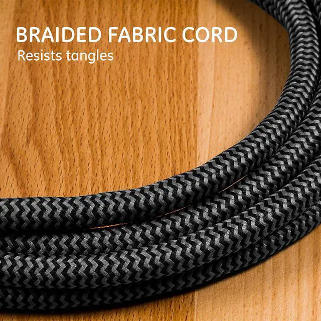 Alt view image 5 of 7 - 3-Outlet Power Strip Mini Extension Cord with Multiple Outlets 5 Inch Braided Short Cord Extension Cord Grounded Flat Plug Extension Cord ETL Listed 2 Pack Black 53240