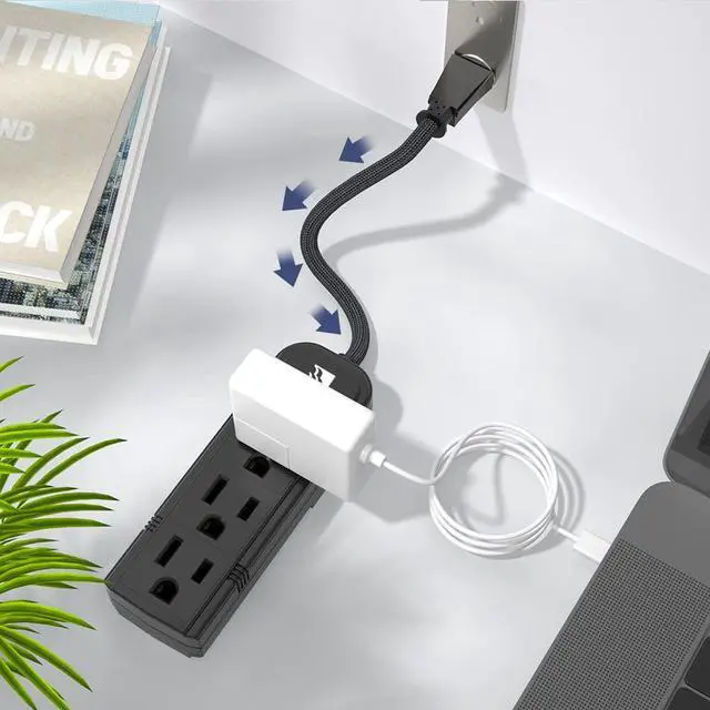 Alt view image 6 of 7 - 2Pack Small Power Strip Black Outlet - 1FT Heavy Duty Power Extension Cord, Mini Size Portable 3 Outlet Power Strip for Office,Computer,Home Accessories,Travel,ETL Listed (13a/125v/60hz/1625w)