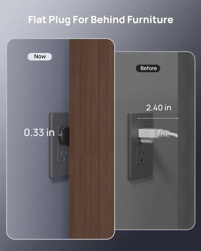 Alt view image 3 of 7 - Short Flat Extension Cord 3ft - Right Angled Flat Plug Power Strip, ETL Listed, 3 Plug Extension Outlets, Three Prong, 16 Gauge Wire, 13A, Small for Indoor Home Office Cruise Ship Travel, Black