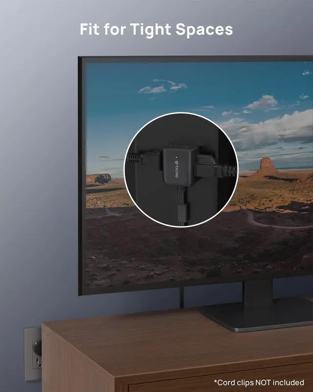 Alt view image 4 of 7 - Short Flat Extension Cord 3ft - Right Angled Flat Plug Power Strip, ETL Listed, 3 Plug Extension Outlets, Three Prong, 16 Gauge Wire, 13A, Small for Indoor Home Office Cruise Ship Travel, Black