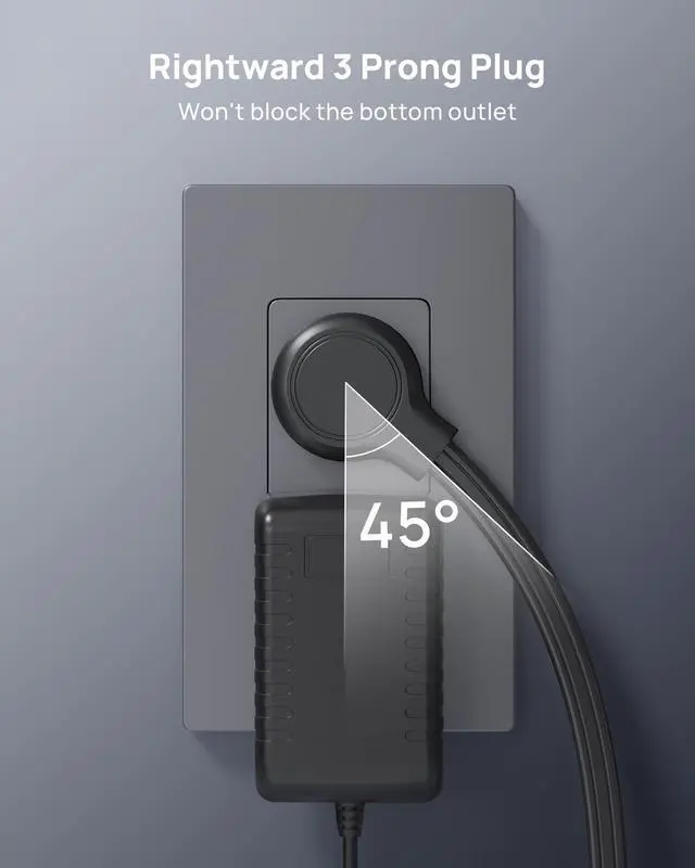 Alt view image 5 of 7 - Short Flat Extension Cord 3ft - Right Angled Flat Plug Power Strip, ETL Listed, 3 Plug Extension Outlets, Three Prong, 16 Gauge Wire, 13A, Small for Indoor Home Office Cruise Ship Travel, Black