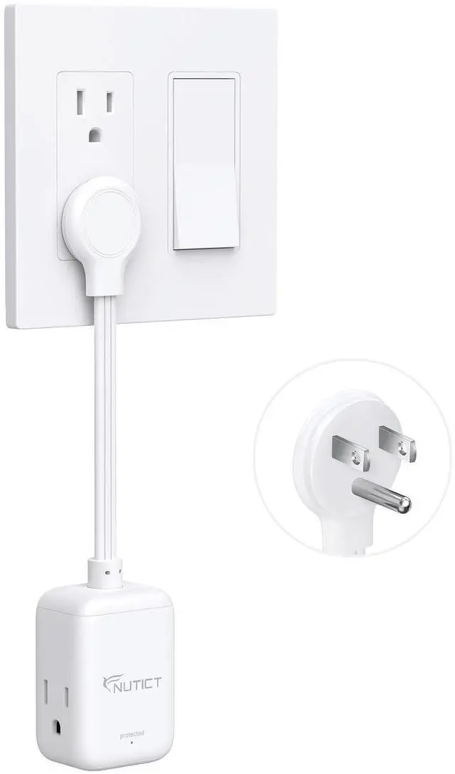 Main image of Short Extension Cord 6 Inch, 3 Outlet Extender with 900J Surge Protector, 15A/1875W, ETL Listed, 3 Prong Grounded Plug Outlet Splitter for Travel Kitchen Bathroom Office Tight Spaces, White