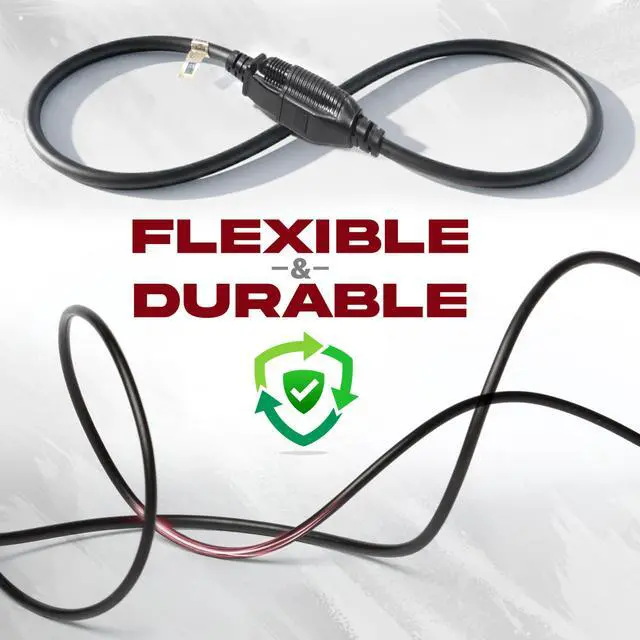 Alt view image 3 of 7 - 10ft Black Extension Cord, 16/3 SJTW Heavy-Duty, 10' Cable 3-Prong Grounded Plug, Weather-Resistant Power Strip, UL Listed, 13 Amp/1625 Watt Capacity, 10-Foot Extension Cords for Indoor/Outdoor