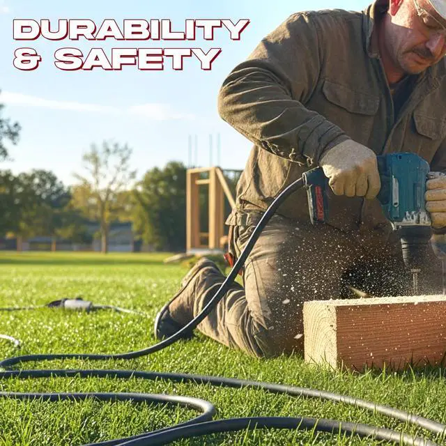 Alt view image 4 of 7 - 10ft Black Extension Cord, 16/3 SJTW Heavy-Duty, 10' Cable 3-Prong Grounded Plug, Weather-Resistant Power Strip, UL Listed, 13 Amp/1625 Watt Capacity, 10-Foot Extension Cords for Indoor/Outdoor