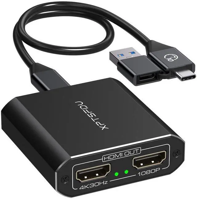 Main image of USB to Dual HDMI Splitter DisplayLink Adapter HDMI Splitter for Dual Monitors with Extended Display 4K@30Hz and 1080P@60Hz Output for Windows Mac Vista