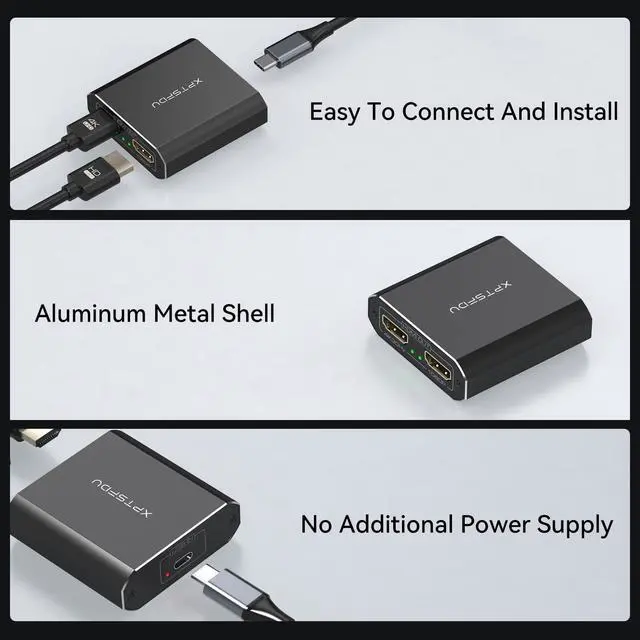 Alt view image 7 of 7 - USB to Dual HDMI Splitter DisplayLink Adapter HDMI Splitter for Dual Monitors with Extended Display 4K@30Hz and 1080P@60Hz Output for Windows Mac Vista