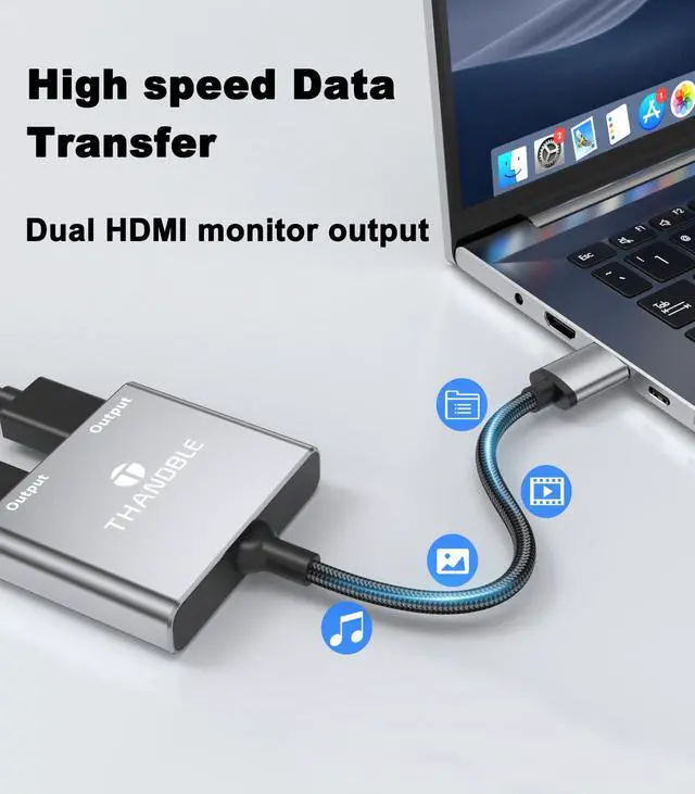 Alt view image 6 of 7 - USB to Dual HDMI Adapter 1080P 60Hz, USB A 3.0 to HDMI Adapter for Laptop, PC, Desktop, Compatible with Mac OS, Windows 7/8/10/11 - Requires Driver Installation
