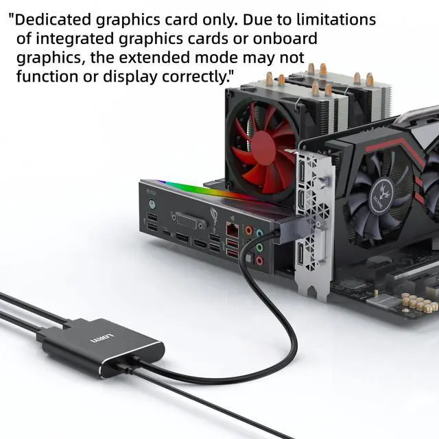 Alt view image 7 of 7 - Displayport to Dual HDMI Splitter,4K 60Hz Multi-Monitor Splitter,Dual Monitor DP to 2 HDMI Monitor for Computer Laptop Graphic Card,PC,Windows Compatible MST Extended Mode