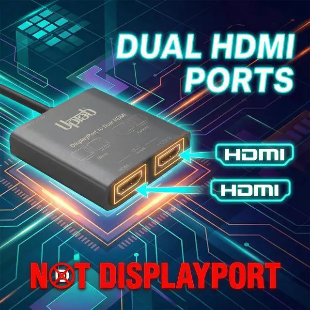 Alt view image 6 of 7 - DisplayPort to Dual HDMI Adapter 4K 60Hz Multi Monitor Splitter, Converter Dual Monitors Extended Display SST MST Hub, Display Port Extend 1 in 2 HDMI Out, DP to 2X HDMI 2.0