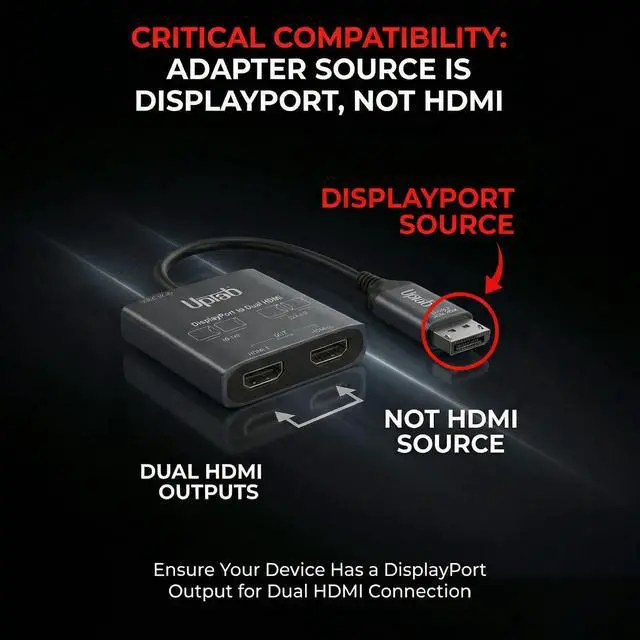 Alt view image 7 of 7 - DisplayPort to Dual HDMI Adapter 4K 60Hz Multi Monitor Splitter, Converter Dual Monitors Extended Display SST MST Hub, Display Port Extend 1 in 2 HDMI Out, DP to 2X HDMI 2.0