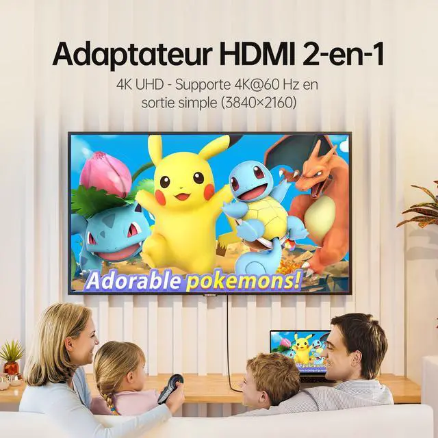 Alt view image 3 of 7 - HDMI Splitter for Dual Monitors USB-C to Dual HDMI Adapter 4K@60hz Extend Mirror Display, for MacBook Pro Air, iPad, iPhone 15, Dell XPS, ThinkPad, Spectre, Surface, Galaxy S24, Steam Deck, ROG Ally