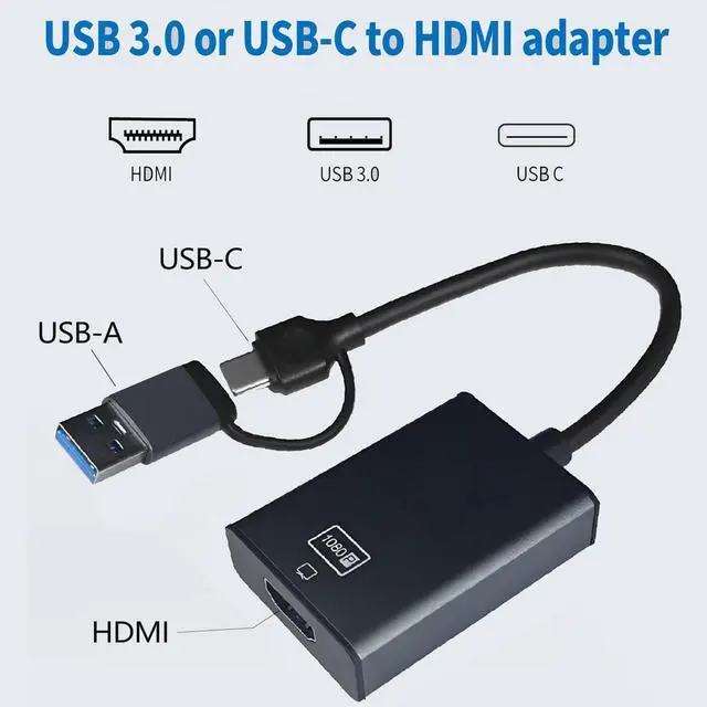 Alt view image 2 of 7 - USB to HDMI Adapter for Monitor,HDMI USB 3.0 Converter Splitter for Laptop Desktop PC TV Compatible with MacOS Windows 7/8/10/11