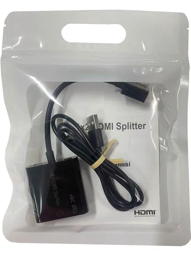 Alt view image 7 of 7 - HDMI Splitter 1 in 2 Out, 4K HDMI Splitter for Dual Monitors DuplicateSupport1080P/4k30/60 /3DCopy The Same Signal Source to Both displays