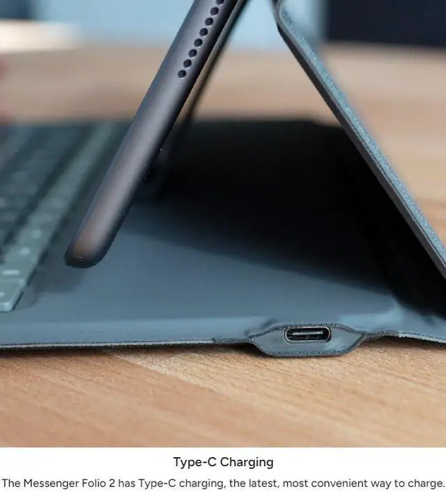 Alt view image 5 of 7 - Messenger Folio 2 - Tablet Keyboard & Case for 10.2-inch iPad, 10.5-inch iPad/Air 3