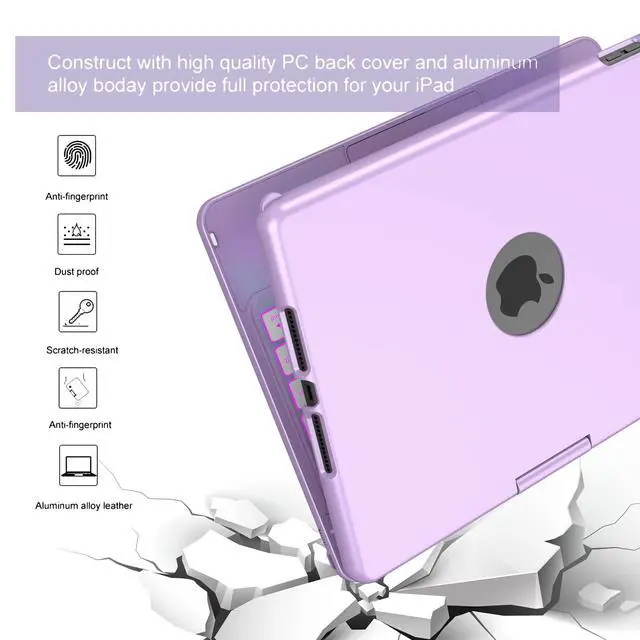 Alt view image 4 of 7 - Case with Keyboard for iPad 10.2,Touch Trackpad Keyboard Case for iPad 9th Generation/8th/7th Gen, 10 Corlor Backlit - 360° Rotatable Protective Cover with Pencil Holder (Light Purple)