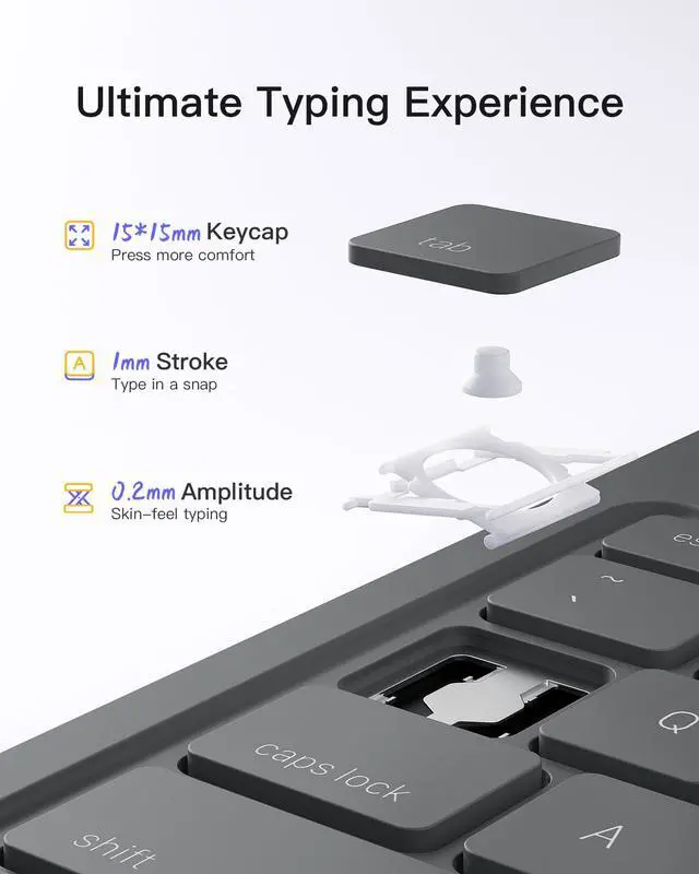 Alt view image 7 of 7 - for iPad 10th/11th Gen Case with Keyboard, Ultralight Keyboard with Pen Holder for A16 2025/10th Gen(2022 10.9"), Air 11" M4/M3/M2 (2026/2025/2024), Air 5/4, Pro 11 4/3/2/1,AirTap Gray