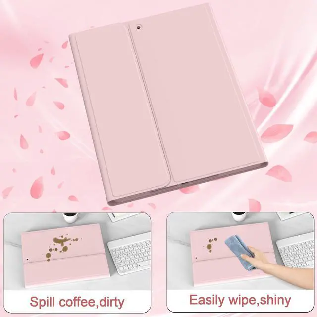 Alt view image 6 of 7 - Case with Keyboard Available in Multiple Styles and Colors Keyboard Case for iPad 9th/8th/7th Generation(2021/2020/2019), 10.2 inch iPad 9/8/7 Cover with Pencil Holder,Auto Wake Sleep,Pink
