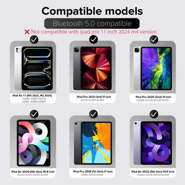 Alt view image 2 of 6 - Keyboard Case for iPad Pro 11 inch (4th/3rd/2nd/1st) Gen & Air 11 inch (M3/M2)& 10.9" Air 5th &4th Generation, Ultra Slim, Magnetic Keyboard Folio