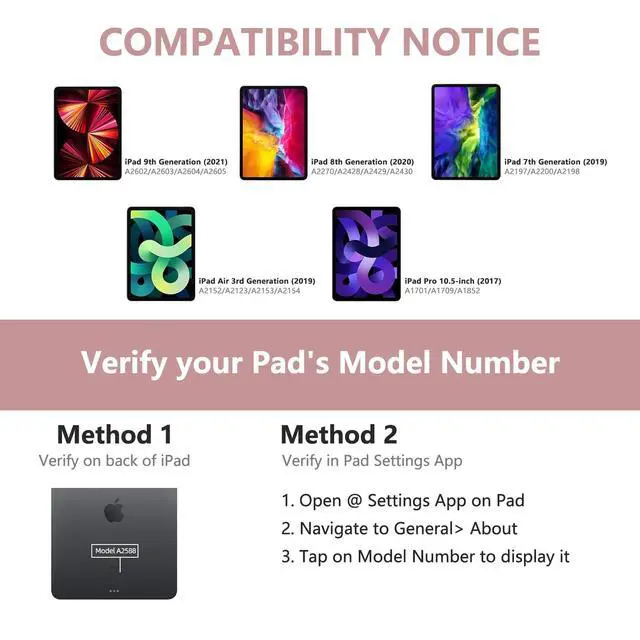 Alt view image 2 of 7 - Touch Keyboard Case for iPad 10.2" 9th 8th 7th Generation, Multi-Touch & 10 Color Backlit Keys, 360° Rotatable & Pencil Holder, for iPad Air 3rd Gen 10.5" 2019, iPad Pro 10.5" 2017 - Rose Gold