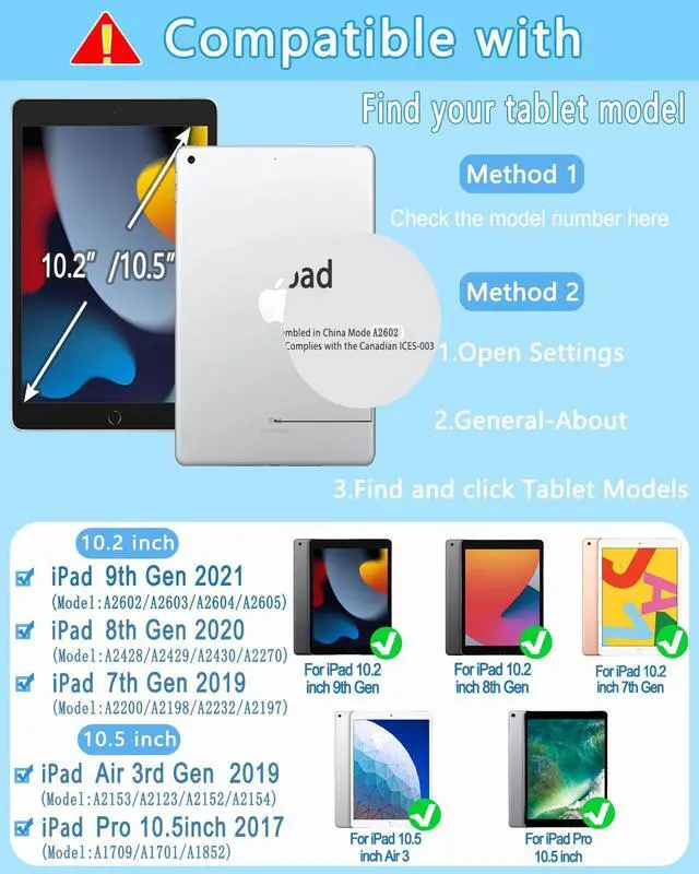 Alt view image 2 of 7 - Case with Keyboard for iPad 9th 8th 7th Generation 10.2 inch,7 Rainbow Backlit Detachable Wireless Keyboard Rotatable Magnetic Cover with Pencil Holder for iPad Air 3rd Gen/Pro 10.5 Black