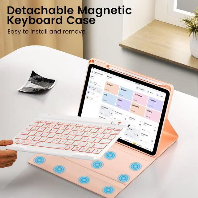 Alt view image 7 of 7 - for iPad 9th Generation Case with Keyboard 10.2'' - 7 Color Backlit Wireless Keyboard Cover with Pencil Holder for iPad 9th/8th/7th Gen 10.2 inch, iPad Air 3rd Gen & iPad Pro 10.5" - Pink
